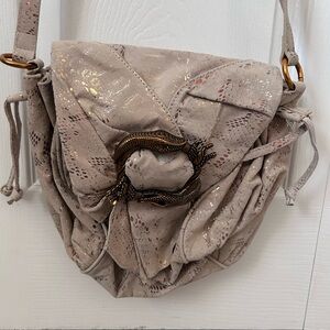 Sharif Beige Crossbody Bag with Gold Details